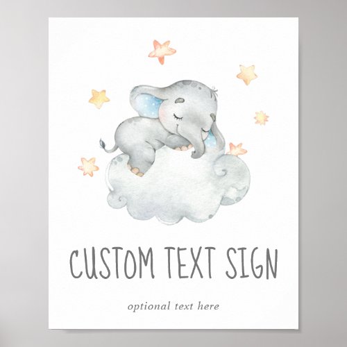 Little Elephant Boy Baby Shower Custom Text Sign