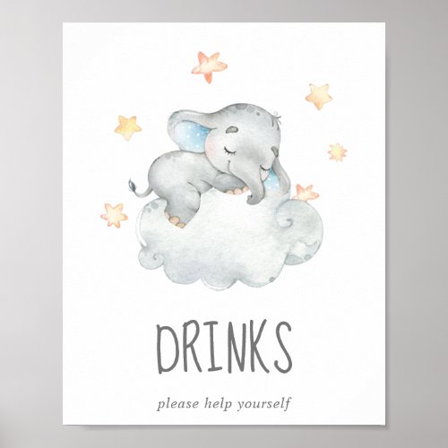 Little Elephant Boy Baby Shower Drinks Sign