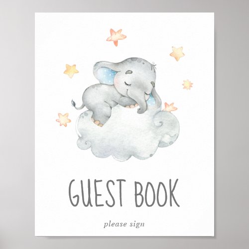 Little Elephant Boy Baby Shower Guest Book Sign