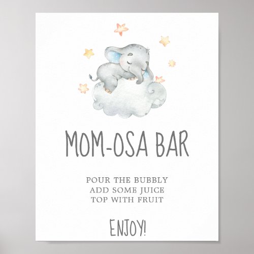 Little Elephant Boy Baby Shower Mom_osa Bar Sign