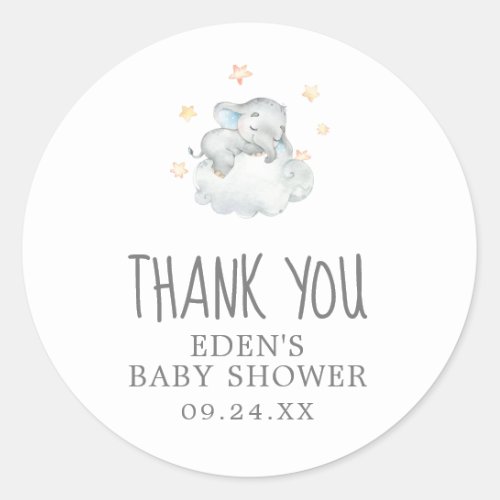 Little Elephant Boy Baby Shower Thank You Favor Classic Round Sticker