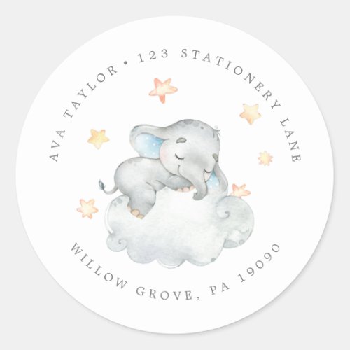 Little Elephant Boy Circular Return Address Classic Round Sticker