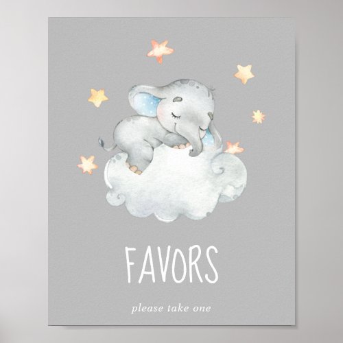 Little Elephant Boy  Gray Baby Shower Favors Sign