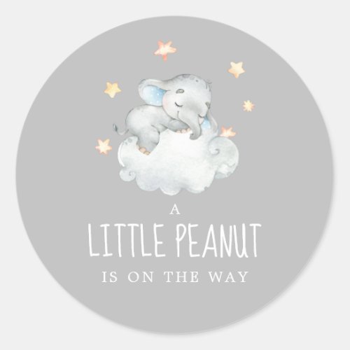 Little Elephant Boy Gray Little Peanut Baby Shower Classic Round Sticker