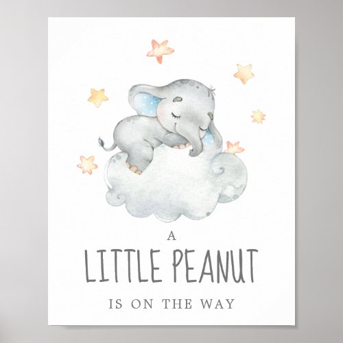 Little Elephant Boy Little Peanut Baby Shower Poster