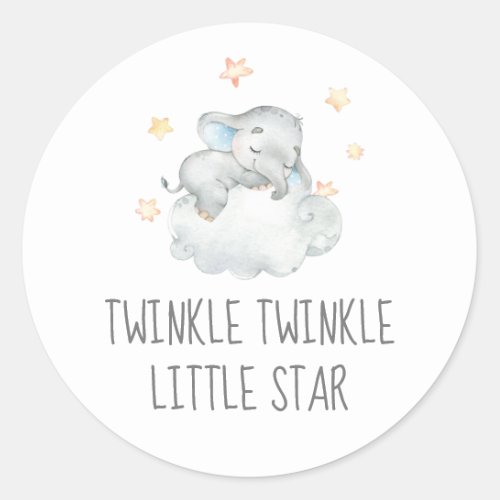 Little Elephant Boy Twinkle Twinkle Little Star Classic Round Sticker