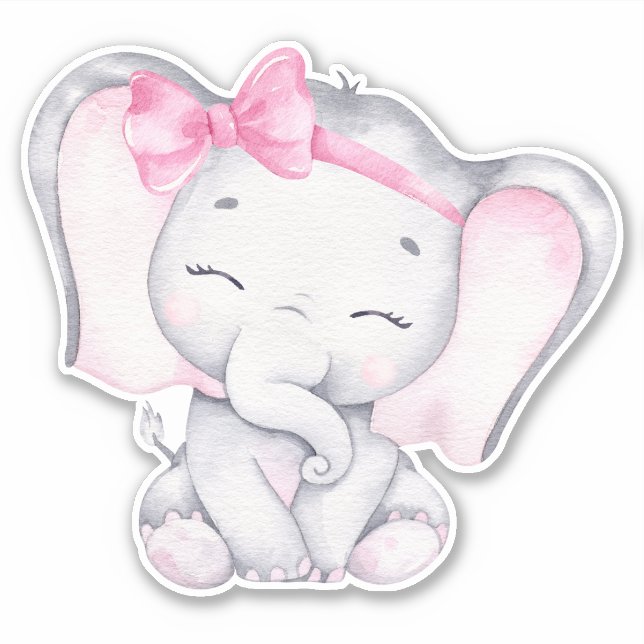 Little Elephant Cute Animal Sticker (Front)