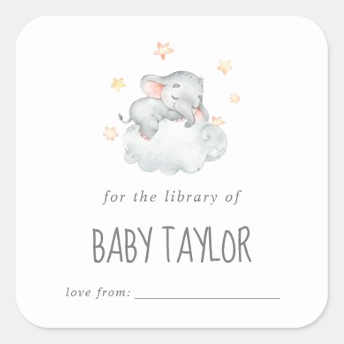 Little Elephant Girl Baby Shower Bookplate