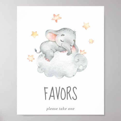 Little Elephant Girl Baby Shower Favors Sign