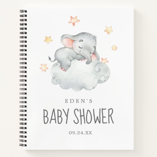 Little Elephant Girl Baby Shower Gift List Notebook