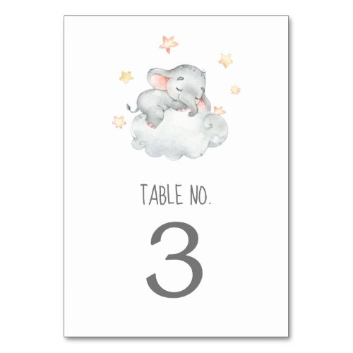 Little Elephant Girl Baby Shower Table Number
