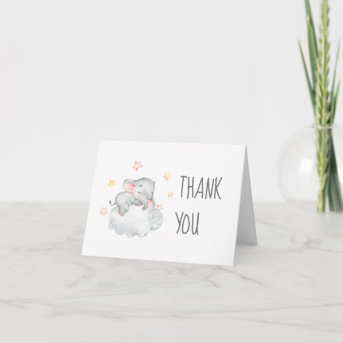 Little Elephant Girl Baby Shower Thank You Card