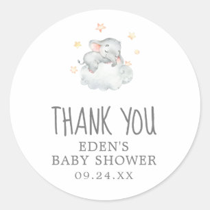 Little Elephant Girl Baby Shower Thank You Favor Classic Round Sticker