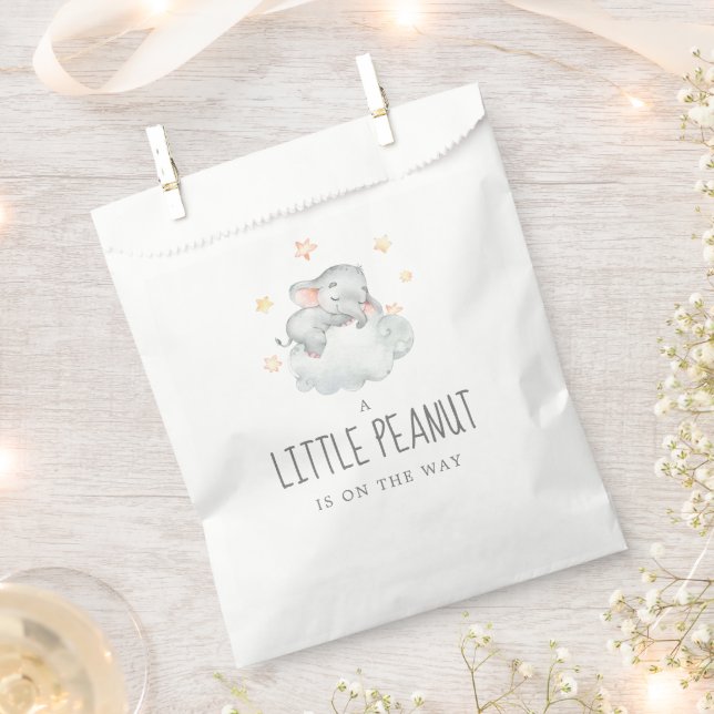 Little Elephant Girl Little Peanut Baby Shower Favor Bag (Clipped)