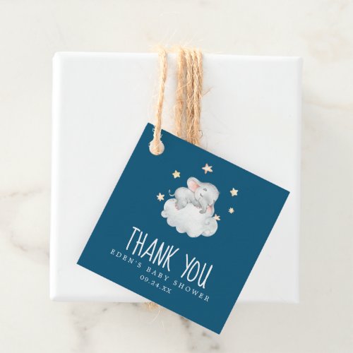 Little Elephant Girl  Navy Baby Shower Thank You Favor Tags