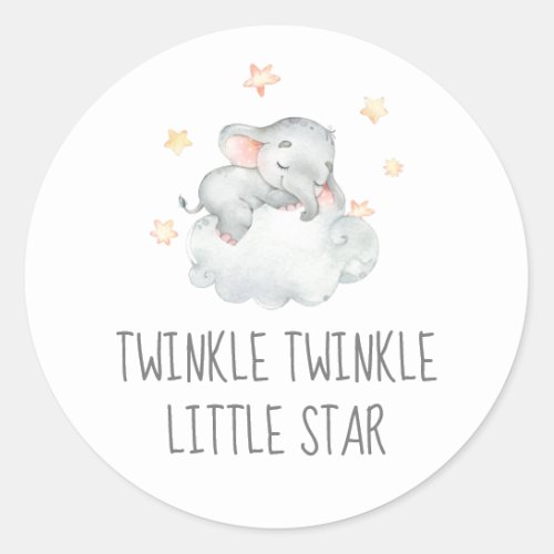 Little Elephant Girl Twinkle Twinkle Little Star Classic Round Sticker