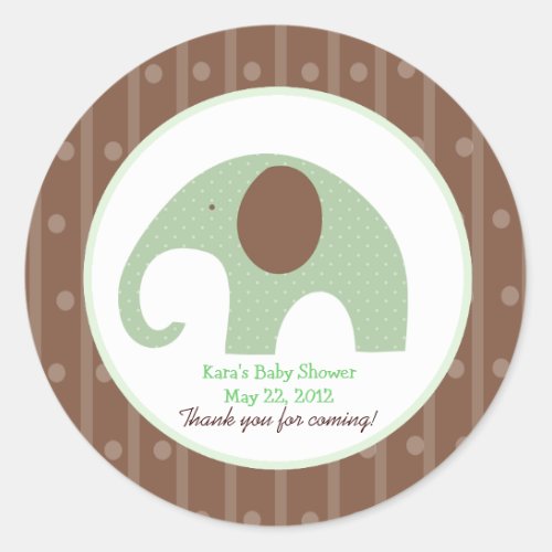 Little Elephant Green Custom Favor Sticker