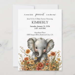 Little Elephant in a Blooming Garden Invitation
