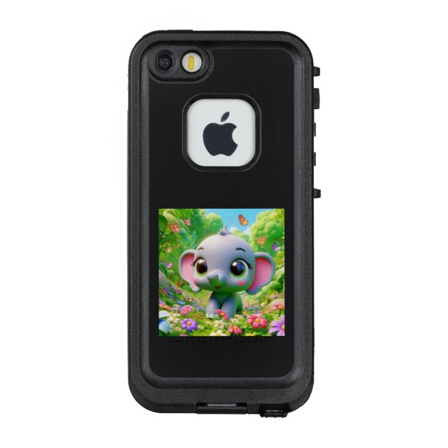 Little Elephant in a Flower Field LifeProof iPhone Case (Back)
