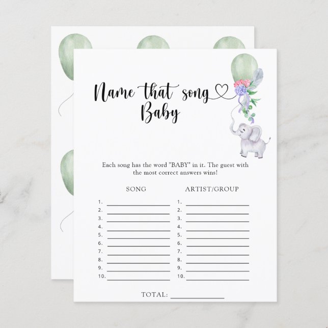 Little Elephant Name that Baby Song (Front/Back)