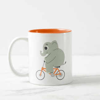 Little Elephant On A Bike Two-Tone Coffee Mug