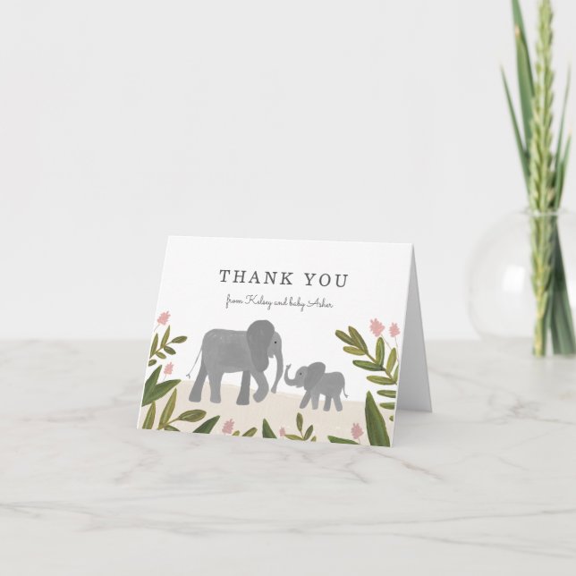 Little Elephant Thank You Note Card (Front)