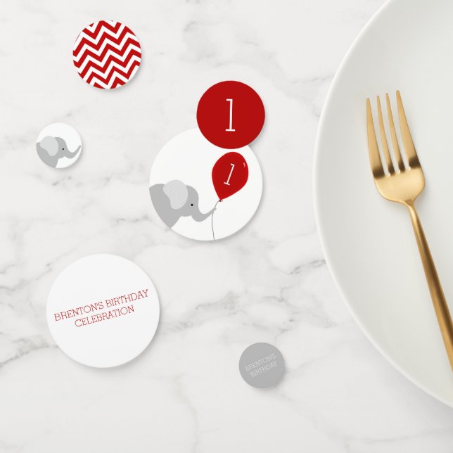 Little Elephant with Balloon Birthday Confetti (Group)