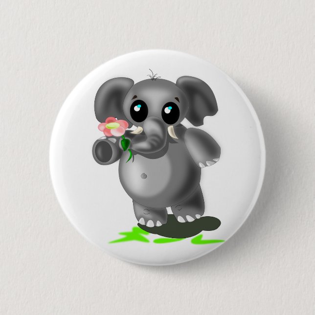 Little Elephant with Flower Button - Your Colors (Front)