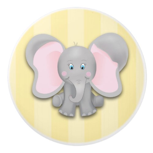 Little Elephant Yellow Baby Nursery Room Dresser Ceramic Knob