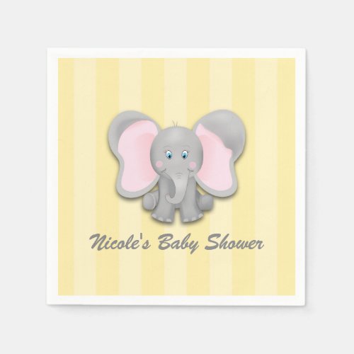 Little Elephant Yellow Baby Shower Party Napkins