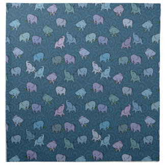 Little Elephants Blue Swirl Cloth Napkin