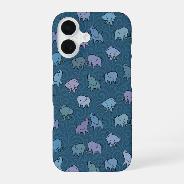Little Elephants Blue Swirl iPhone Case (Back)