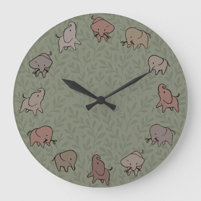 Little Elephants Large Clock (Front)