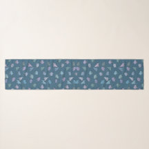 Little Elephants on Blue Swirl Chiffon Scarf