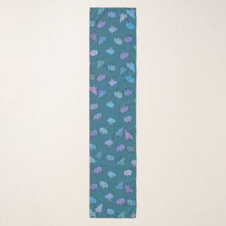 Little Elephants Teal Chiffon Scarf