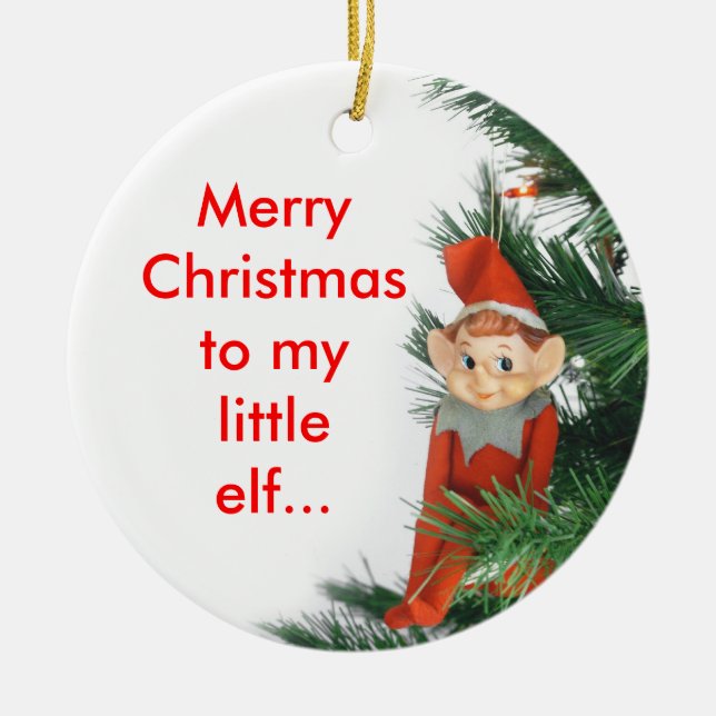 Little Elf Ceramic Ornament (Front)