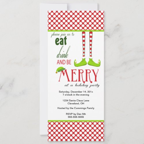 Little Elf Christmas Holiday Invitation