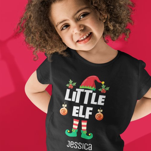Little elf family matching christmas outfit name T_Shirt