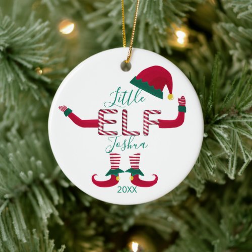 little elf first Christmas bauble new baby Ceramic Ornament