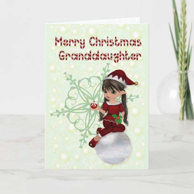 Little Elf Merry Christmas Granddaughter Holiday Invitation