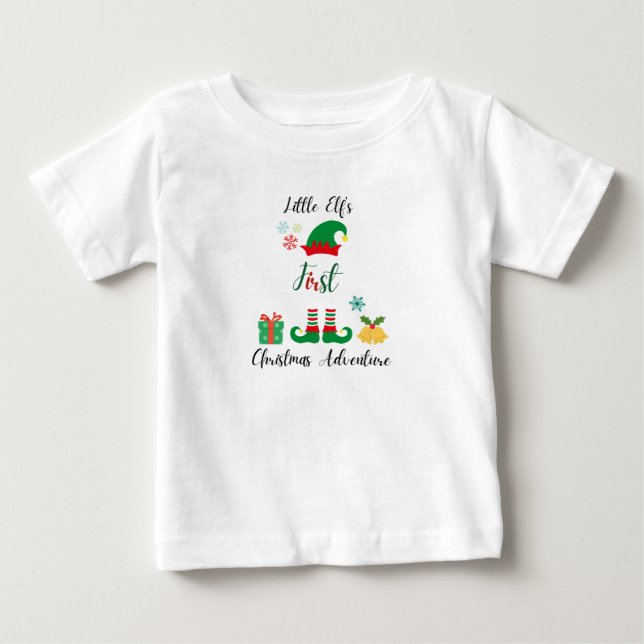 Little Elf's First Christmas Adventure Baby T-Shir Baby T-Shirt (Front)