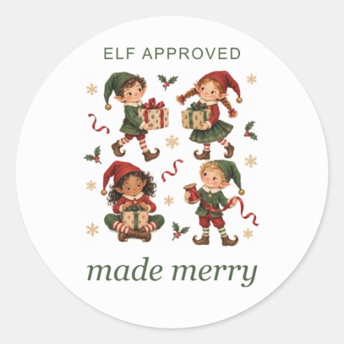 Little Elves Made Merry Round Stickers