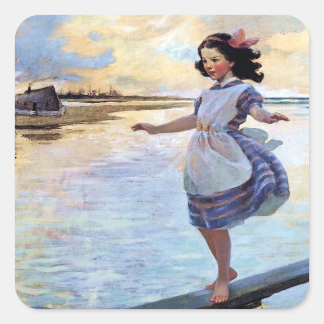 “Little Eml’y” By Jessie Willcox Smith Square Sticker (Front)