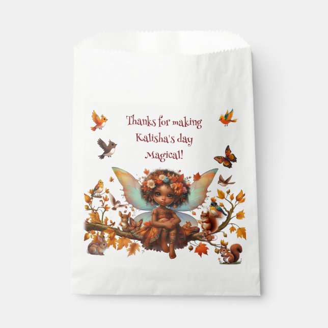 Little Enchanted African Fairy & Woodland Animals Favor Bag (Front)