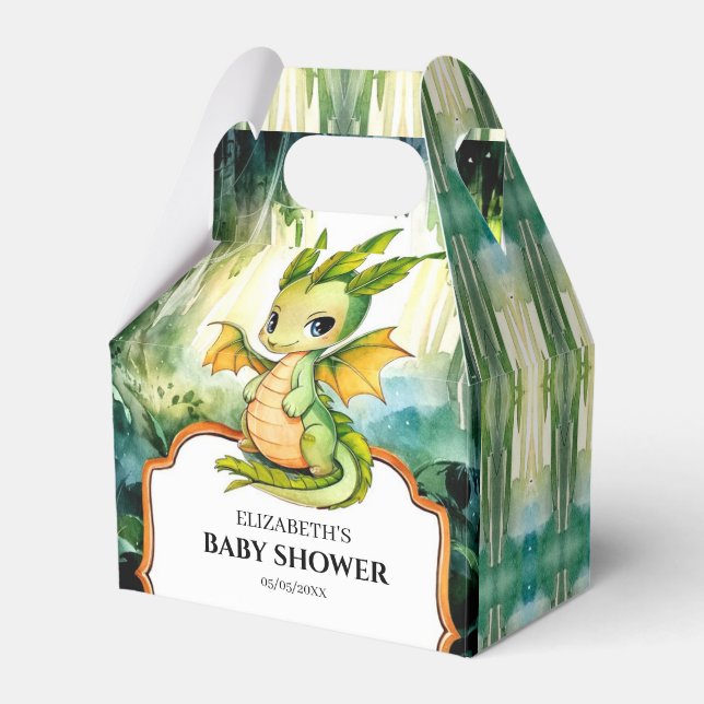 Little Enchanted Dragon Baby Shower Favor Boxes (Front Side)