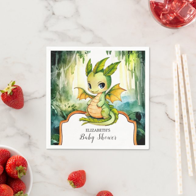 Little Enchanted Dragon Baby Shower Napkins (Insitu)