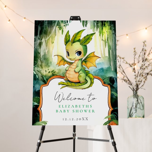 Little Enchanted Dragon Baby Shower Welcome Sign (In Situ (Stand))