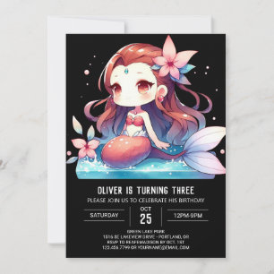 Little Enchanted Mermaid Birthday Invitation