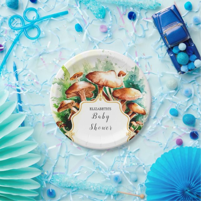 Little Enchanted Mushroom Baby Shower Paper Plates (Party)