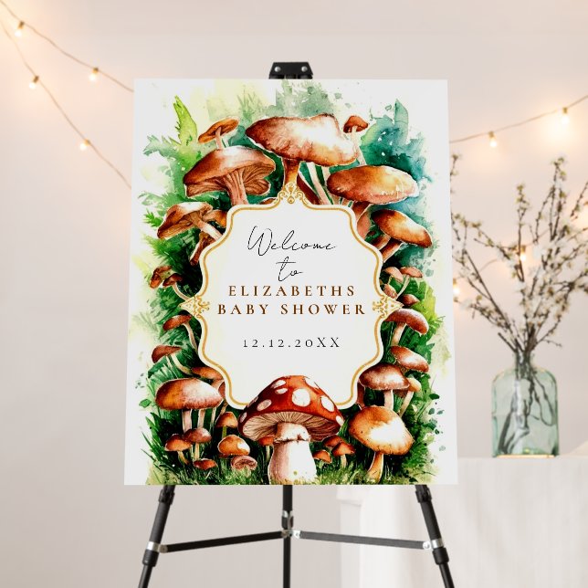 Little Enchanted Mushroom Baby Shower Welcome Sign (In Situ (Stand))